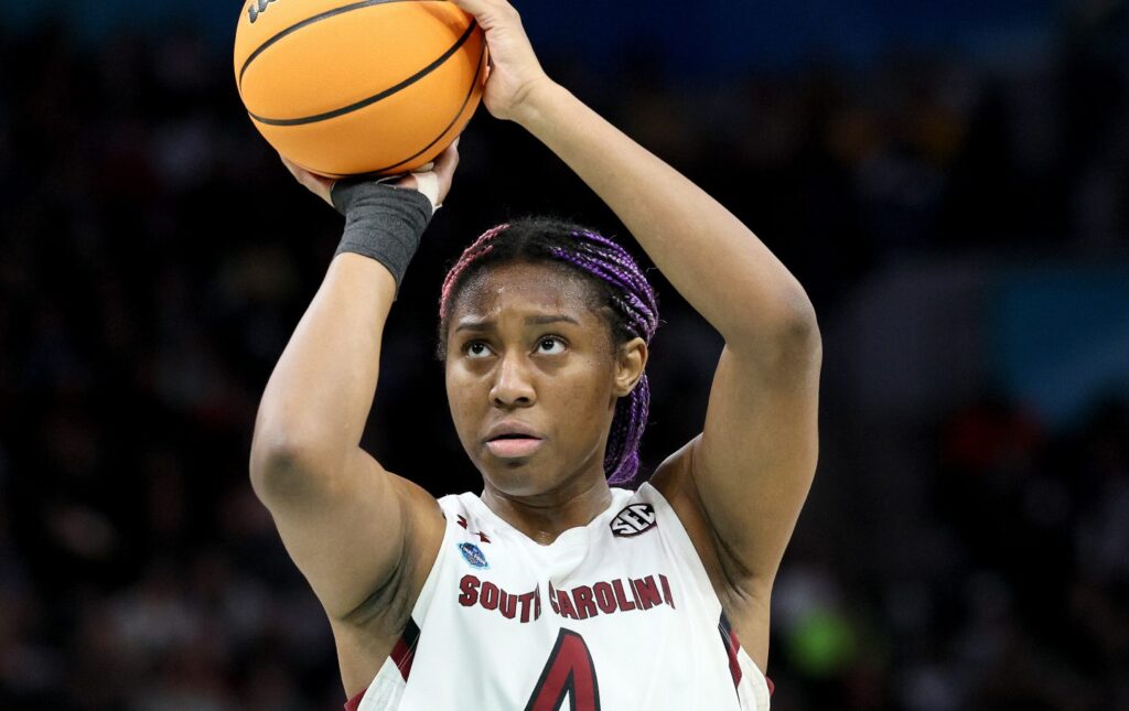 WNBA rookie Aliyah Boston in action for South Carolina Gamecocks.
